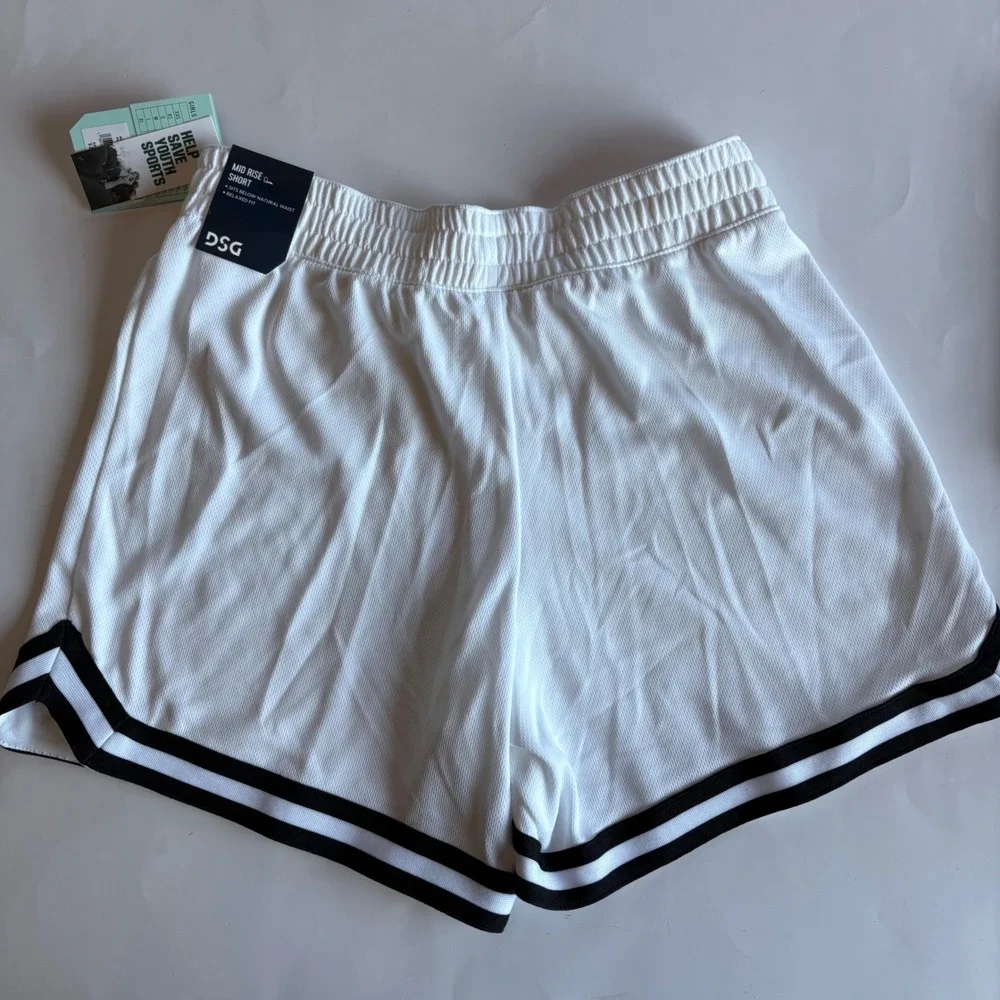 DSG Girls‎ Performance Mid Rise Shorts White Black Stripe Size XL 16 NWT